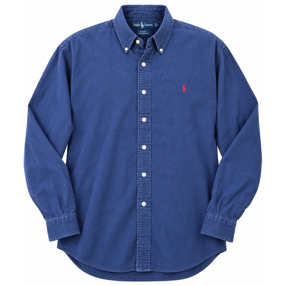 Vintage Ralph Lauren Blake Shirt Men's L Blue 100% Cotton Button Down Pony